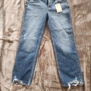 KanCan MID RISE TRUE STRAIGHT Classic Blue Distressed Jeans 9/28 NWT
